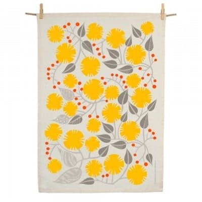Earth Greetings Organic Cotton Tea Towel - Golden Wattle