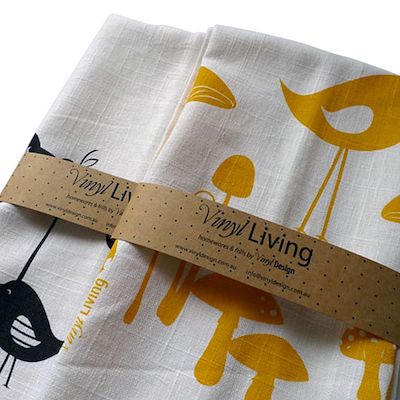 Vinyl Design Mushrooms Linen & Cotton Tea Towel