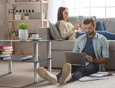 Artiss 2 Tier Tempered Glass Coffee Table