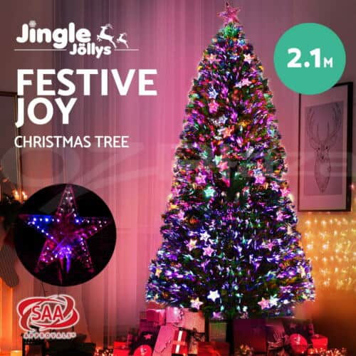 Jingle Jollys Pre Lit Christmas Tree with Multi Colour Lights