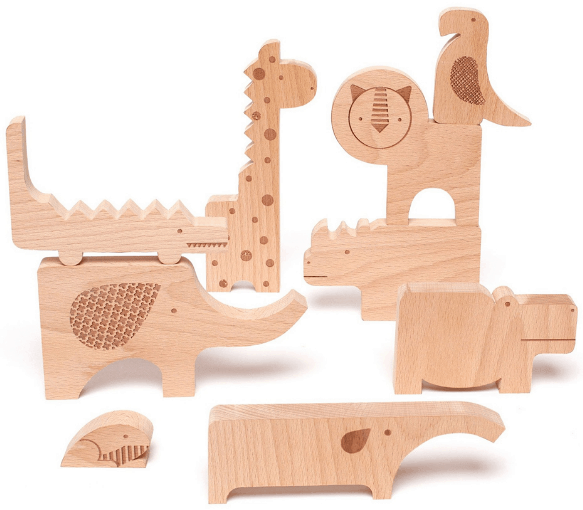 Safari Wood Puzzle & Play Set