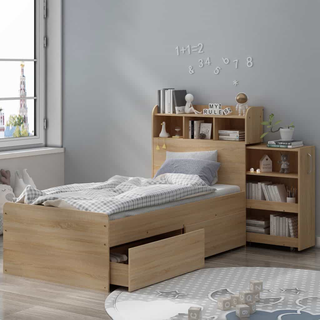 Vic Furniture Light Oak Galway Bed with Storage