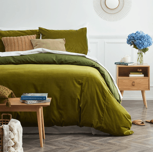Vintage Design Mossy Road Cotton Velvet Quilt Cover
