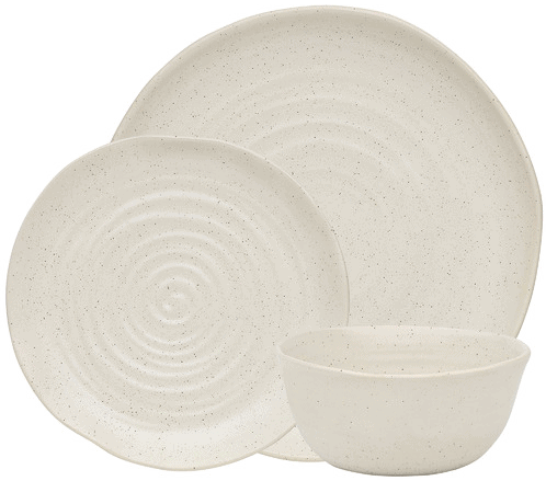 Ecology 12 Piece Cream Ottawa Calico Stoneware Dinner Set