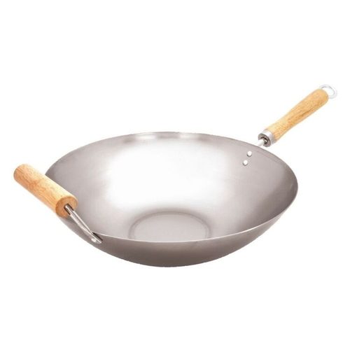 Cuisena 35cm carbon steel wok with wooden handles